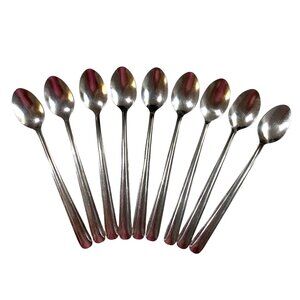 Walco Stainless Taiwan Teaspoon Lot of 9 Art‎ Deco Design Thanksgiving Dining